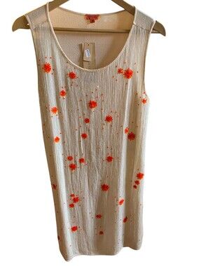 Chan Luu Cream Sequin Dress with Orange Floral Sequin Embellished Accents